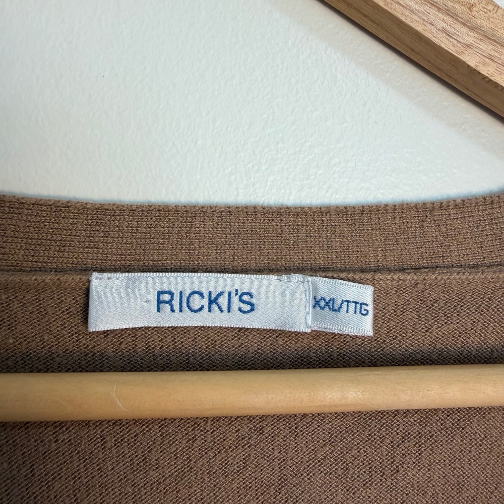 Ricki's V-Neck Striped Cashmere Blend Sweater Tan Black Women XXL Preppy - Picture 4 of 7